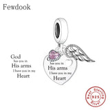 925 Silver Angel Wings Heart Heaven Bead Berloque
