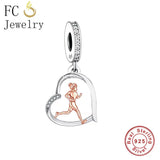 925 Silver Ballerina Ballet Girl Dance Be Strong Be Yourself Bead