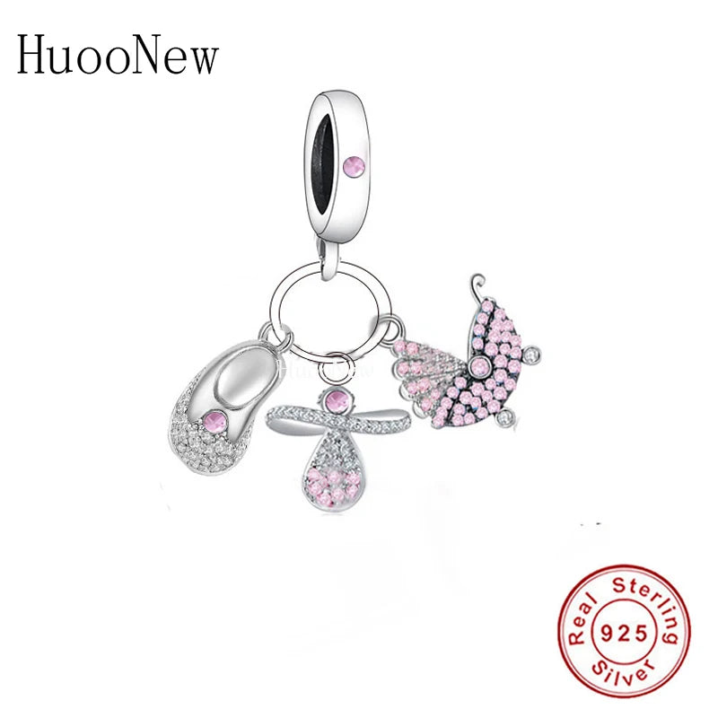 925 Silver Baby Charms Bracelet Birthday Berloque