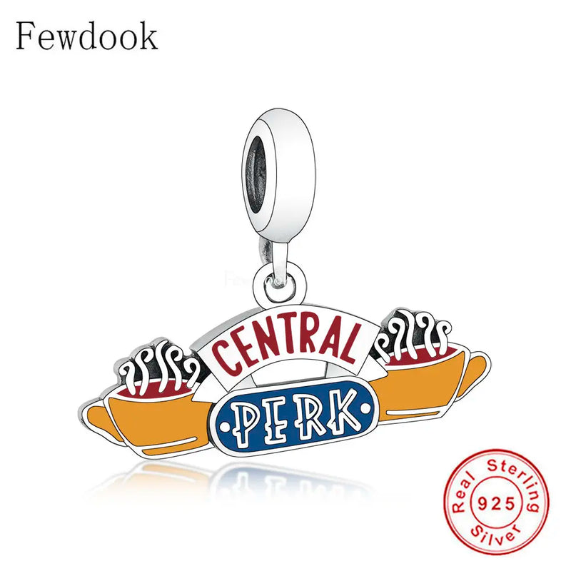 925 Silver Coffee Umbrella Sofa Bead Bracelet