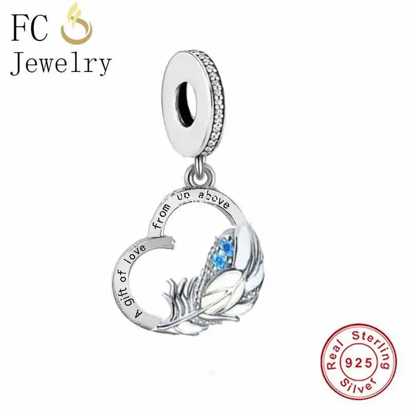925 Silver Grandad Angel Feather Charm Bracelet Bead