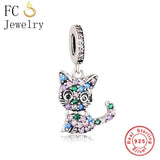 925 Silver Sitting Cat Bead Bracelet Charm
