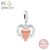 925 Sterling Silver Celtic Heart Couple Charms Bracelet