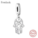 925 Silver Pan Charms Bracelet with Hasma Fatima Hand Elephant