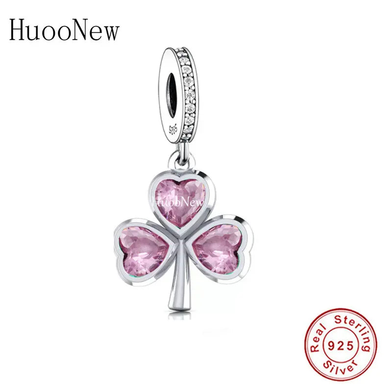 925 Silver Good Luck Shamrock 3 Leaf Clover Bead Bracelet Charm
