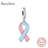 925 Sterling Silver Hope Strength Awareness Bead Charm