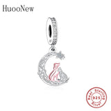 925 Silver Knot Moon Star Cat Dog Bead Charm Bracelet DIY
