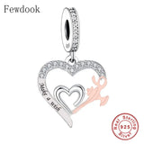 Sterling Silver Pan Charms Bracelet Make A Wish Love Heart Bead
