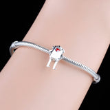 925 Sterling Silver Smiling Dog Charm Bracelet for Women