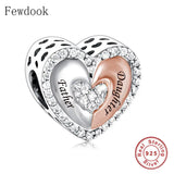 925 Silver Rose Mother Daughter Hands Heart Bead