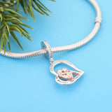 925 Sterling Silver Rose Mother Daughter Love Pendant Bead for Bracelet Making