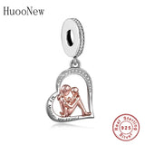 925 Sterling Silver Rose Mother Daughter Love Pendant Bead for Bracelet Making