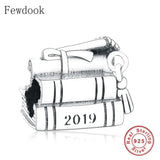 925 Silver Tassel Book Graduation Hat Charms for Bracelet DIY