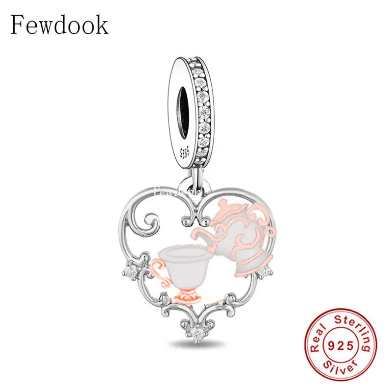 925 Silver Tea Pot & Tea Cup Charms Bracelet