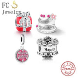 925 Silver Cake Birthday Bead Pan Charms Bracelet