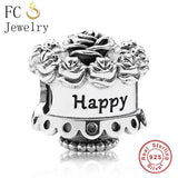 925 Silver Cake Birthday Bead Pan Charms Bracelet