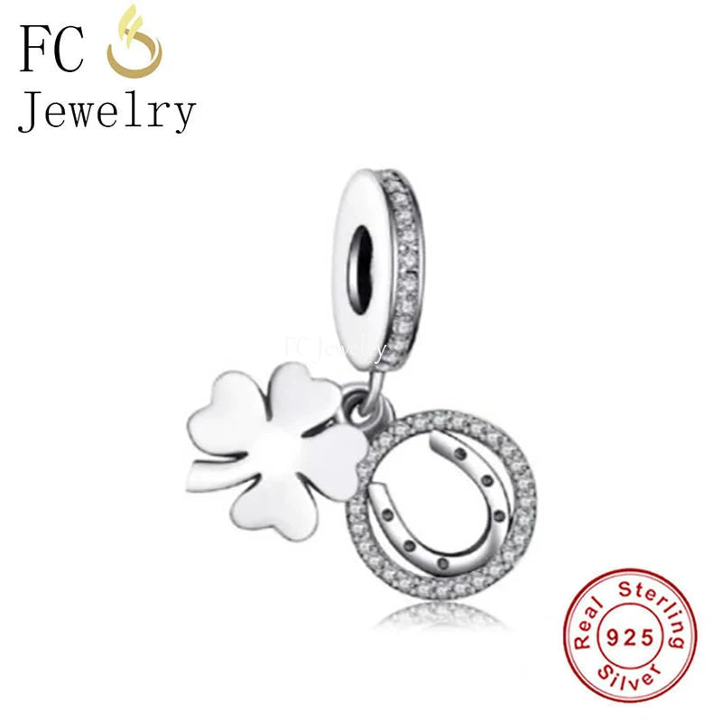 Sterling Silver Clover & Horseshoe Bead Bracelet for Women
