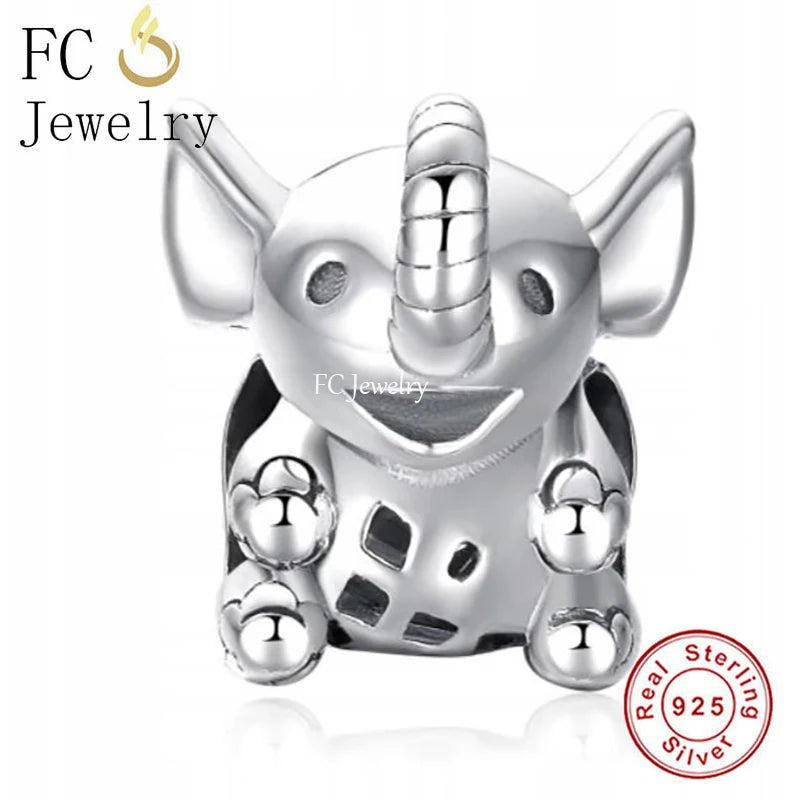 925 Sterling Silver Elephant Bead Charm for Bracelet DIY