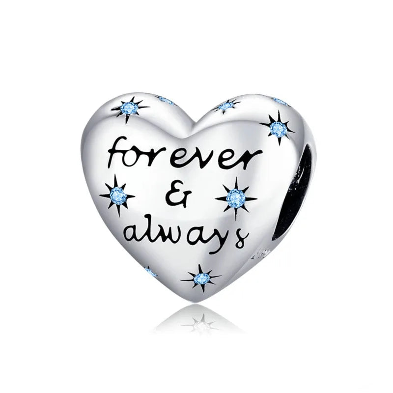 Forever Always Love Heart Charm Pendant Jewelry Bracelet