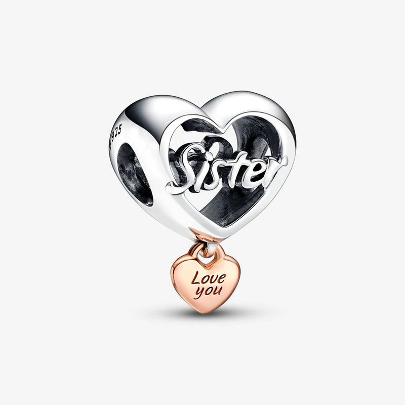Love You Sister Heart Charm Pendant Jewelry Bracelet