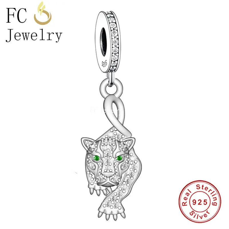 925 Sterling Silver Zircon Tiger Bead Bracelet Necklace