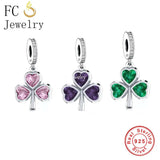 925 Silver Clover Heart Charm Bracelet for Women