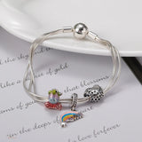 Pan Charms Bracelet Women 3 Layers Silver Snake Chains DIY Jewelry