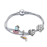 Pan Charms Bracelet Women 3 Layers Silver Snake Chains DIY Jewelry