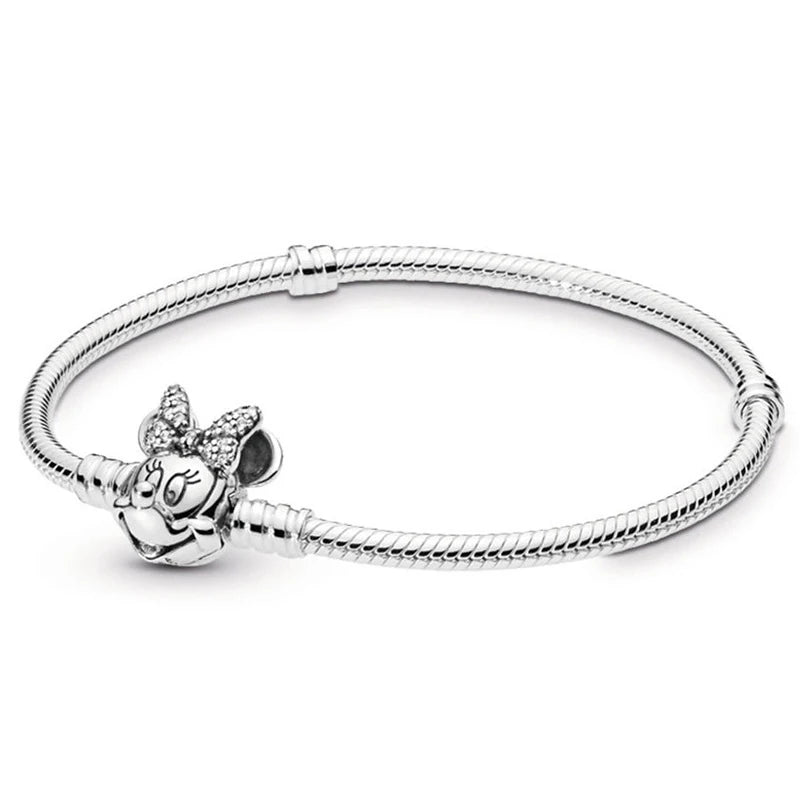 Pan Charms Bracelet Women 3 Layers Silver Snake Chains DIY Jewelry