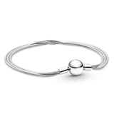Pan Charms Bracelet Women 3 Layers Silver Snake Chains DIY Jewelry