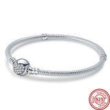 Pantaro Charms Snake Bracelet Crown Pave Heart Women 925 Sterling Silver Bangle
