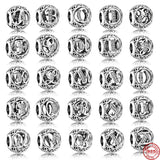 Sterling Silver A-Z 26 English Letters Charm Bead DIY Jewelry