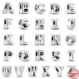 Sterling Silver A-Z 26 English Letters Charm Bead DIY Jewelry