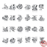 Sterling Silver A-Z 26 English Letters Charm Bead DIY Jewelry