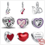 Silver Infinity Heart Zircon Charm Beads DIY Bracelet Women Jewelry