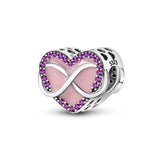 Silver Infinity Heart Zircon Charm Beads DIY Bracelet Women Jewelry