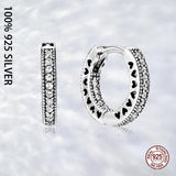925 Silver 3 Sparkle Heart Hoop Earrings Wedding Party Jewelry