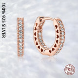 925 Silver 3 Sparkle Heart Hoop Earrings Wedding Party Jewelry