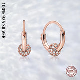 925 Silver Pave Bead Hoop Earrings Women Wedding Party Jewelry