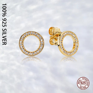 925 Silver Circle Stud Earrings for Women Wedding Party