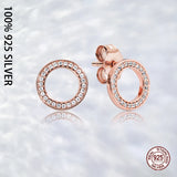925 Silver Circle Stud Earrings for Women Wedding Party