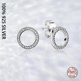 925 Silver Circle Stud Earrings for Women Wedding Party