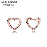 925 Silver Heart Earrings with Crystal for Women