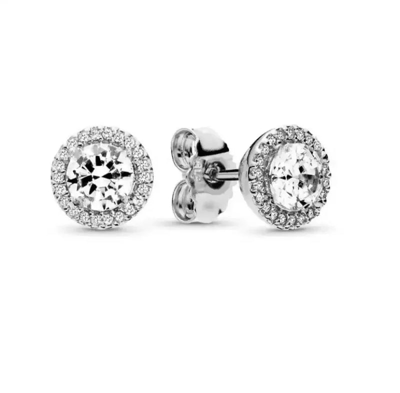 925 Sterling Silver Crystal Pan Long Earrings DIY Wedding Jewelry