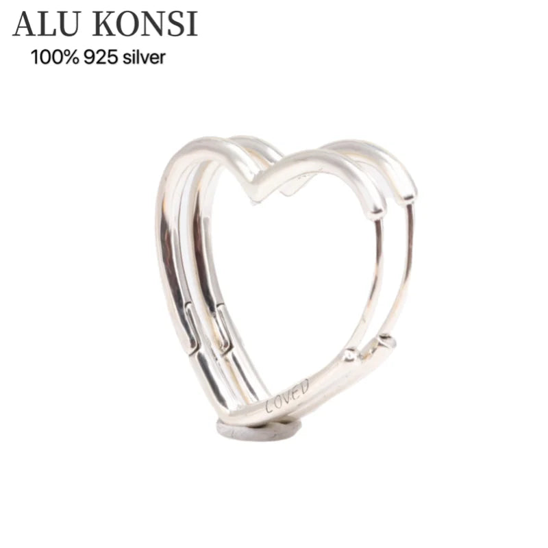 925 Sterling Silver Love Heart Pan Earrings for Women