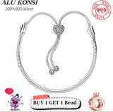 925 Silver Pan Bracelet Love Heart Charm Bangle