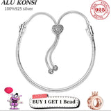 925 Silver Pan Bracelet Love Heart Charm Bangle