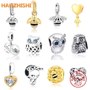 925 Silver Owl Bee Pendant Charm Bracelet Necklace Jewelry
