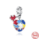 925 Sterling Silver Heart Dangle Charm Bead for DIY Jewelry Making