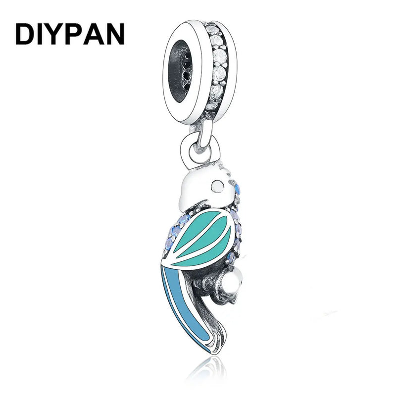 Bird Parrot Dangle Charm Beads for DIY Bracelet Jewelry